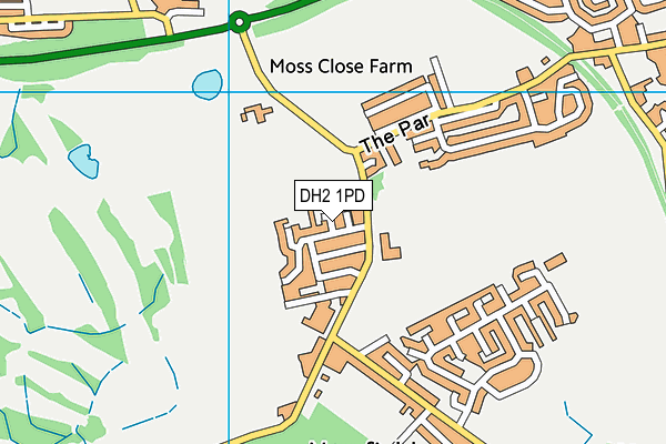 DH2 1PD map - OS VectorMap District (Ordnance Survey)
