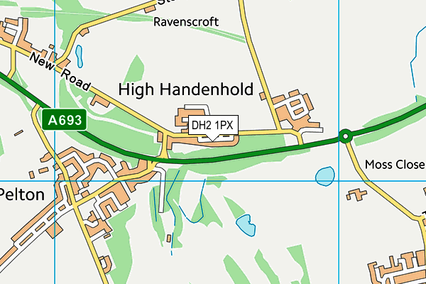 DH2 1PX map - OS VectorMap District (Ordnance Survey)