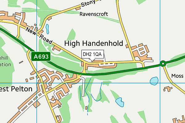 DH2 1QA map - OS VectorMap District (Ordnance Survey)