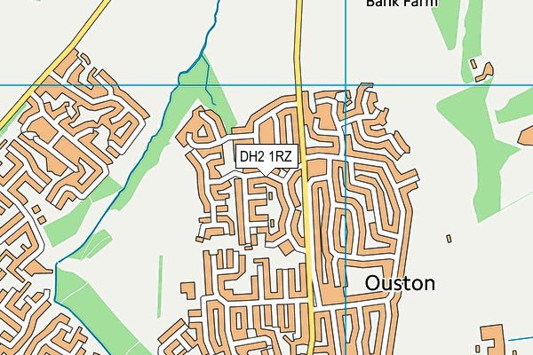 DH2 1RZ map - OS VectorMap District (Ordnance Survey)