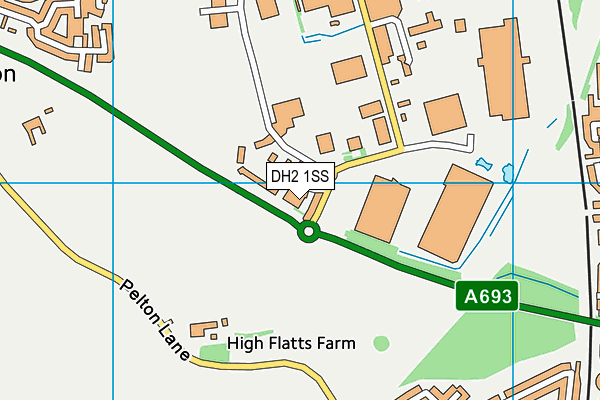 DH2 1SS map - OS VectorMap District (Ordnance Survey)