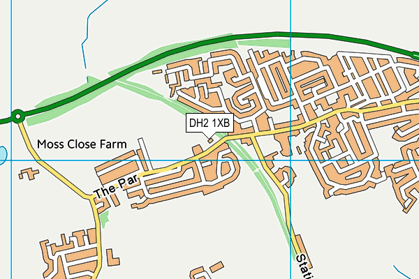DH2 1XB map - OS VectorMap District (Ordnance Survey)