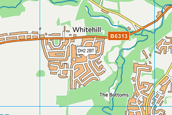 DH2 2BT map - OS VectorMap District (Ordnance Survey)