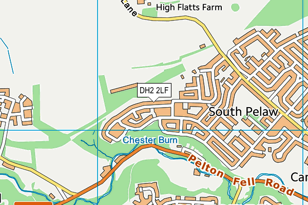 DH2 2LF map - OS VectorMap District (Ordnance Survey)
