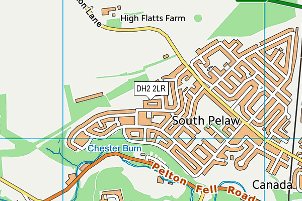 DH2 2LR map - OS VectorMap District (Ordnance Survey)