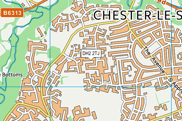 DH2 2TJ map - OS VectorMap District (Ordnance Survey)