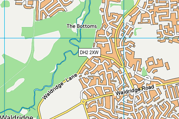 DH2 2XW map - OS VectorMap District (Ordnance Survey)