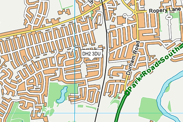 DH2 3DU map - OS VectorMap District (Ordnance Survey)