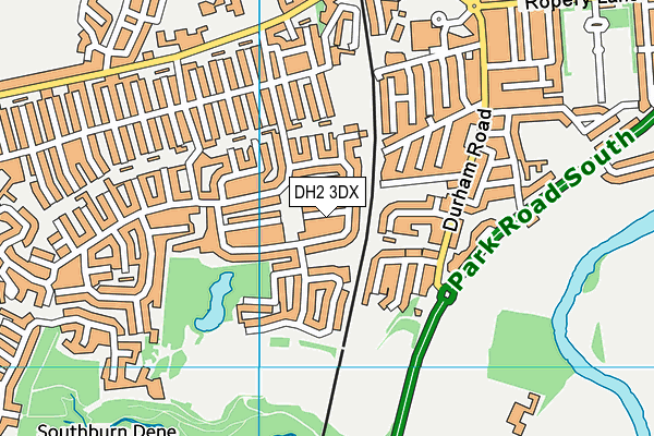 DH2 3DX map - OS VectorMap District (Ordnance Survey)