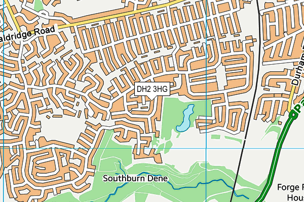 DH2 3HG map - OS VectorMap District (Ordnance Survey)