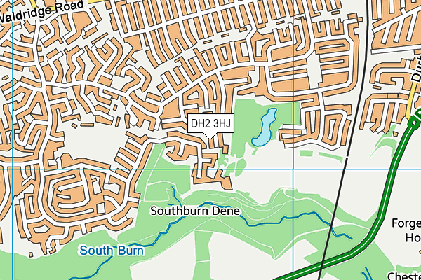 DH2 3HJ map - OS VectorMap District (Ordnance Survey)