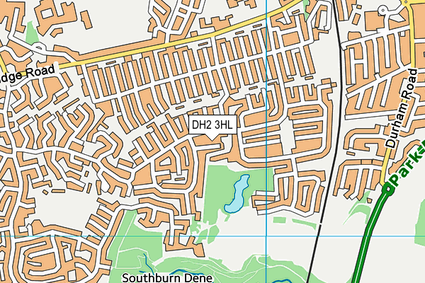DH2 3HL map - OS VectorMap District (Ordnance Survey)