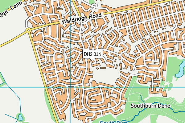 DH2 3JN map - OS VectorMap District (Ordnance Survey)