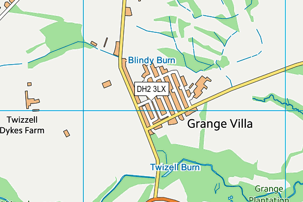 DH2 3LX map - OS VectorMap District (Ordnance Survey)