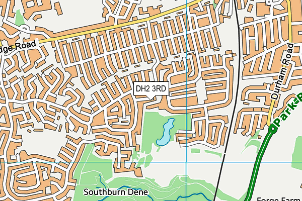 DH2 3RD map - OS VectorMap District (Ordnance Survey)