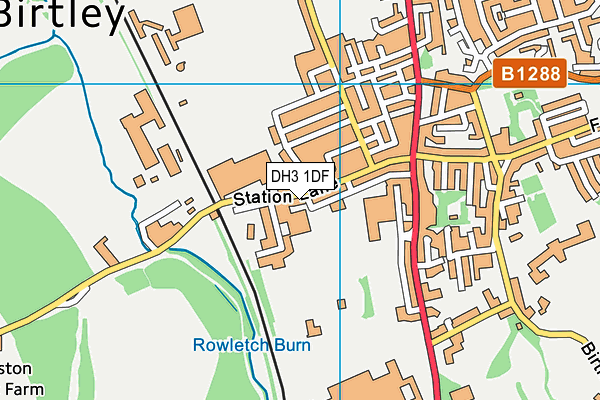 DH3 1DF map - OS VectorMap District (Ordnance Survey)