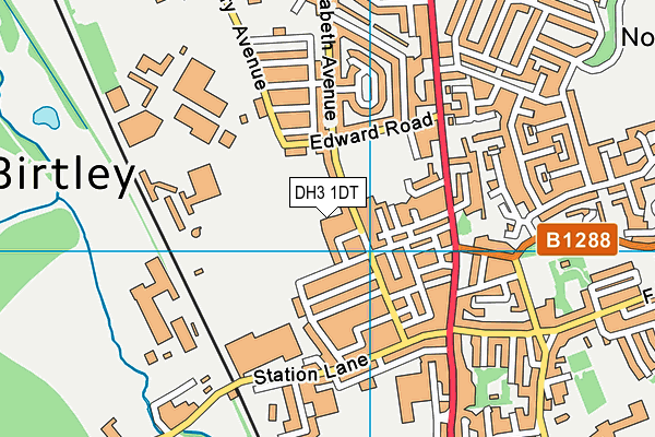 DH3 1DT map - OS VectorMap District (Ordnance Survey)