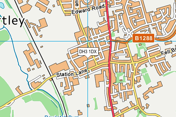 DH3 1DX map - OS VectorMap District (Ordnance Survey)