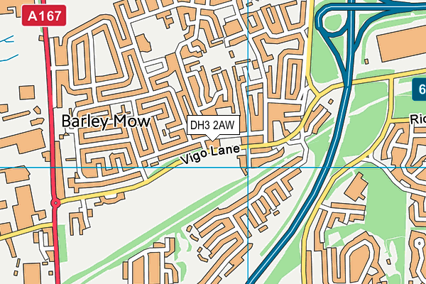 DH3 2AW map - OS VectorMap District (Ordnance Survey)