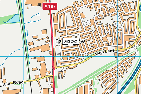 DH3 2AX map - OS VectorMap District (Ordnance Survey)