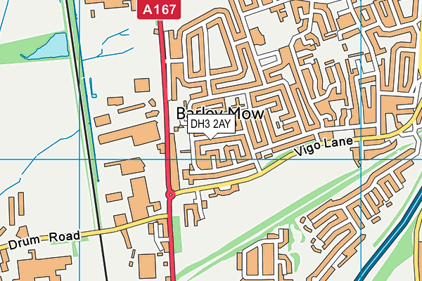 DH3 2AY map - OS VectorMap District (Ordnance Survey)