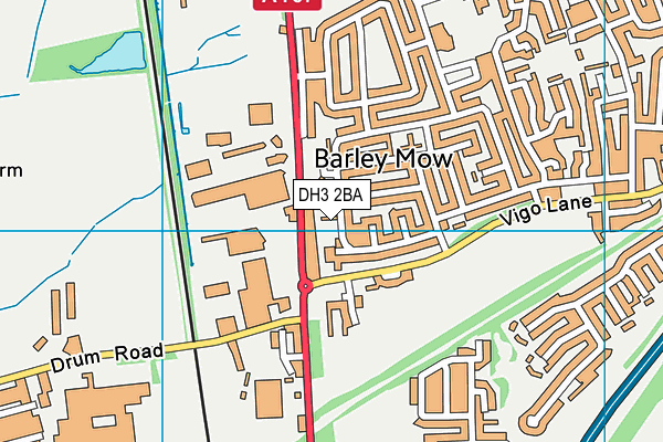 DH3 2BA map - OS VectorMap District (Ordnance Survey)