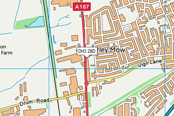 DH3 2BD map - OS VectorMap District (Ordnance Survey)