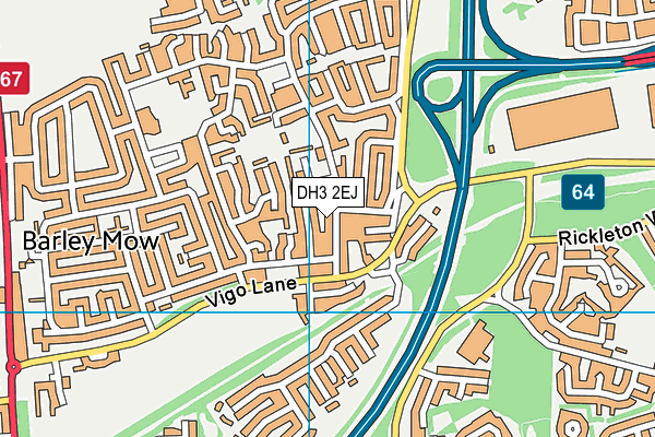 DH3 2EJ map - OS VectorMap District (Ordnance Survey)