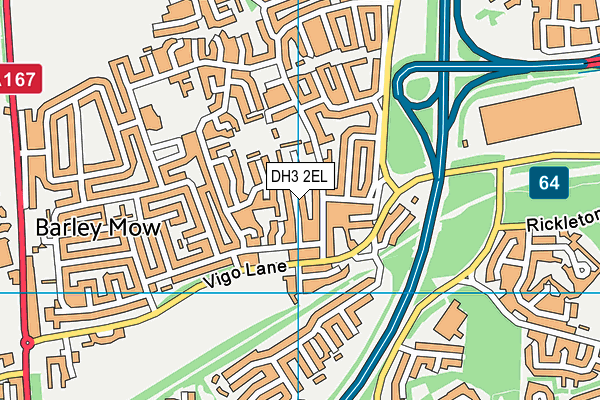 DH3 2EL map - OS VectorMap District (Ordnance Survey)
