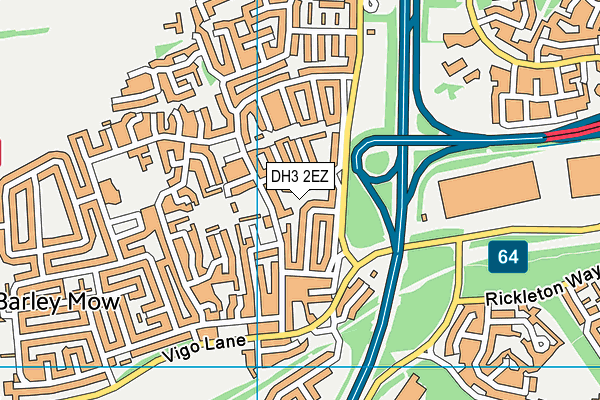 DH3 2EZ map - OS VectorMap District (Ordnance Survey)