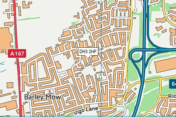 DH3 2HF map - OS VectorMap District (Ordnance Survey)