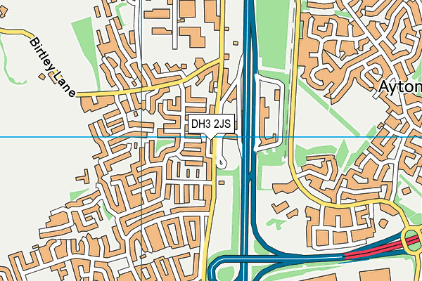 DH3 2JS map - OS VectorMap District (Ordnance Survey)