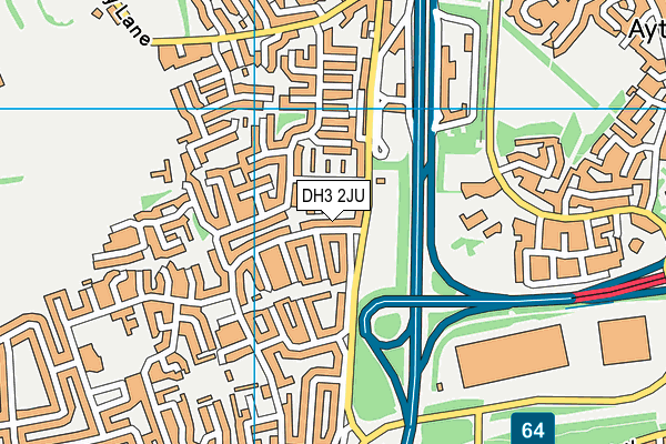 DH3 2JU map - OS VectorMap District (Ordnance Survey)