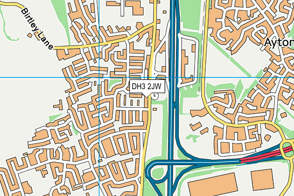 DH3 2JW map - OS VectorMap District (Ordnance Survey)
