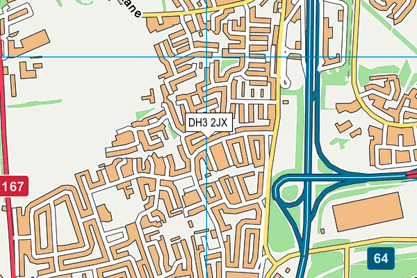 DH3 2JX map - OS VectorMap District (Ordnance Survey)