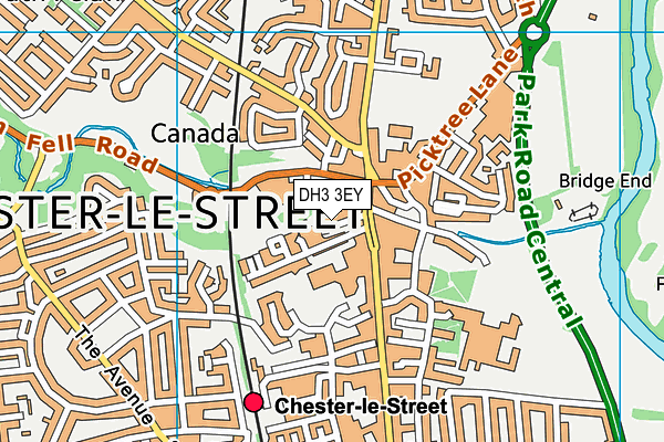 DH3 3EY map - OS VectorMap District (Ordnance Survey)