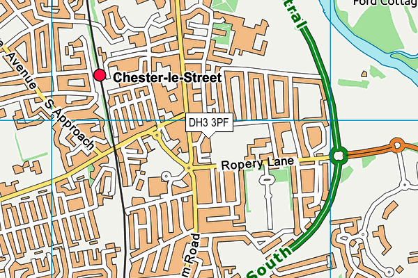 Chester Le Street Cricket Club map (DH3 3PF) - OS VectorMap District (Ordnance Survey)