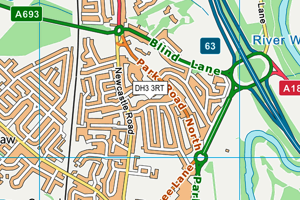 DH3 3RT map - OS VectorMap District (Ordnance Survey)