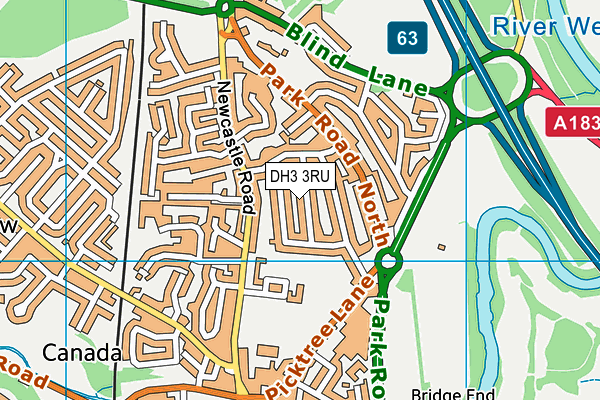 DH3 3RU map - OS VectorMap District (Ordnance Survey)