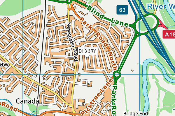 DH3 3RY map - OS VectorMap District (Ordnance Survey)