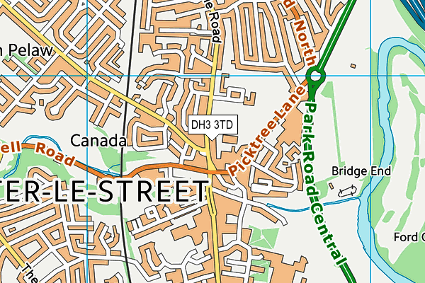 DH3 3TD map - OS VectorMap District (Ordnance Survey)