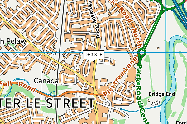 DH3 3TE map - OS VectorMap District (Ordnance Survey)