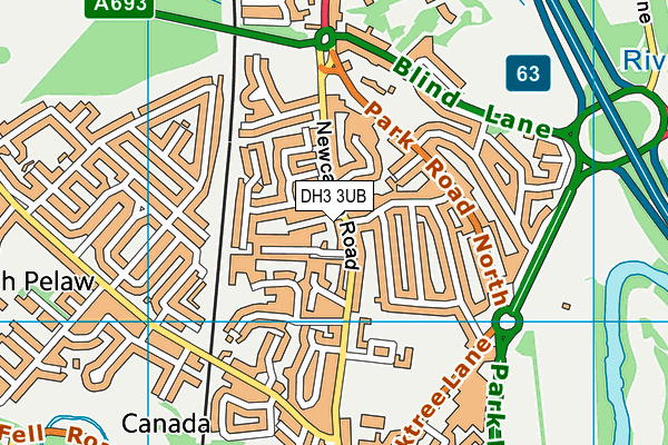 DH3 3UB map - OS VectorMap District (Ordnance Survey)