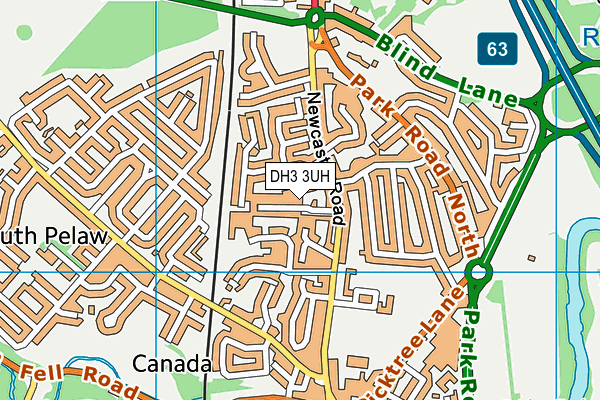 DH3 3UH map - OS VectorMap District (Ordnance Survey)