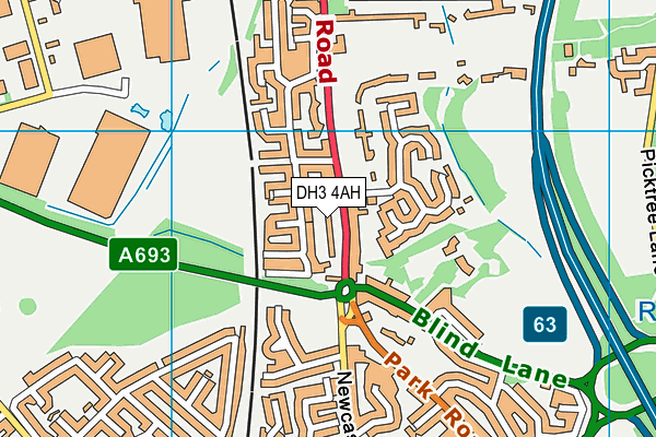 DH3 4AH map - OS VectorMap District (Ordnance Survey)