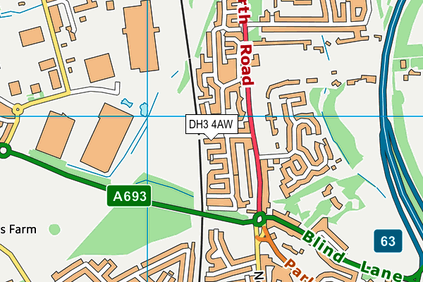 DH3 4AW map - OS VectorMap District (Ordnance Survey)