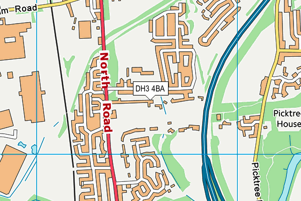 DH3 4BA map - OS VectorMap District (Ordnance Survey)