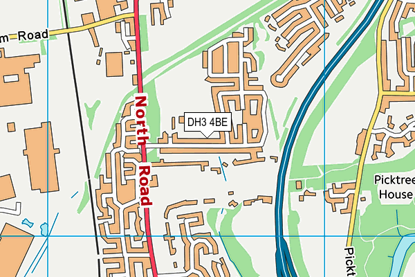 DH3 4BE map - OS VectorMap District (Ordnance Survey)