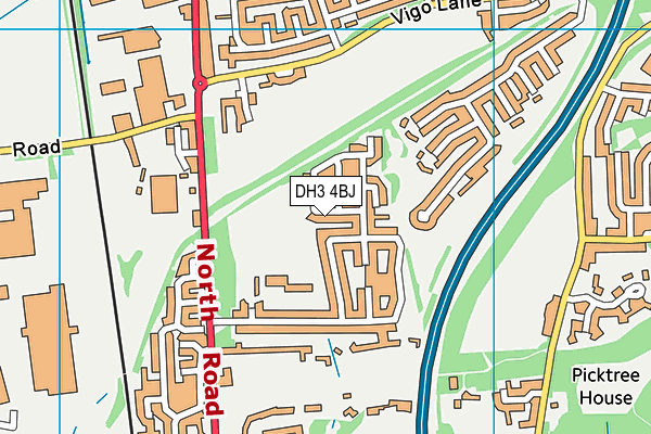 DH3 4BJ map - OS VectorMap District (Ordnance Survey)