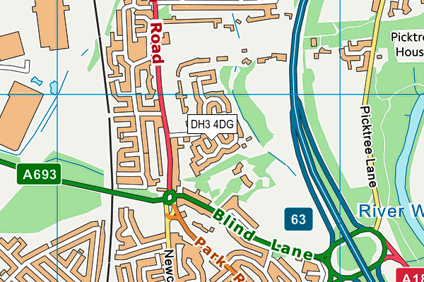 DH3 4DG map - OS VectorMap District (Ordnance Survey)